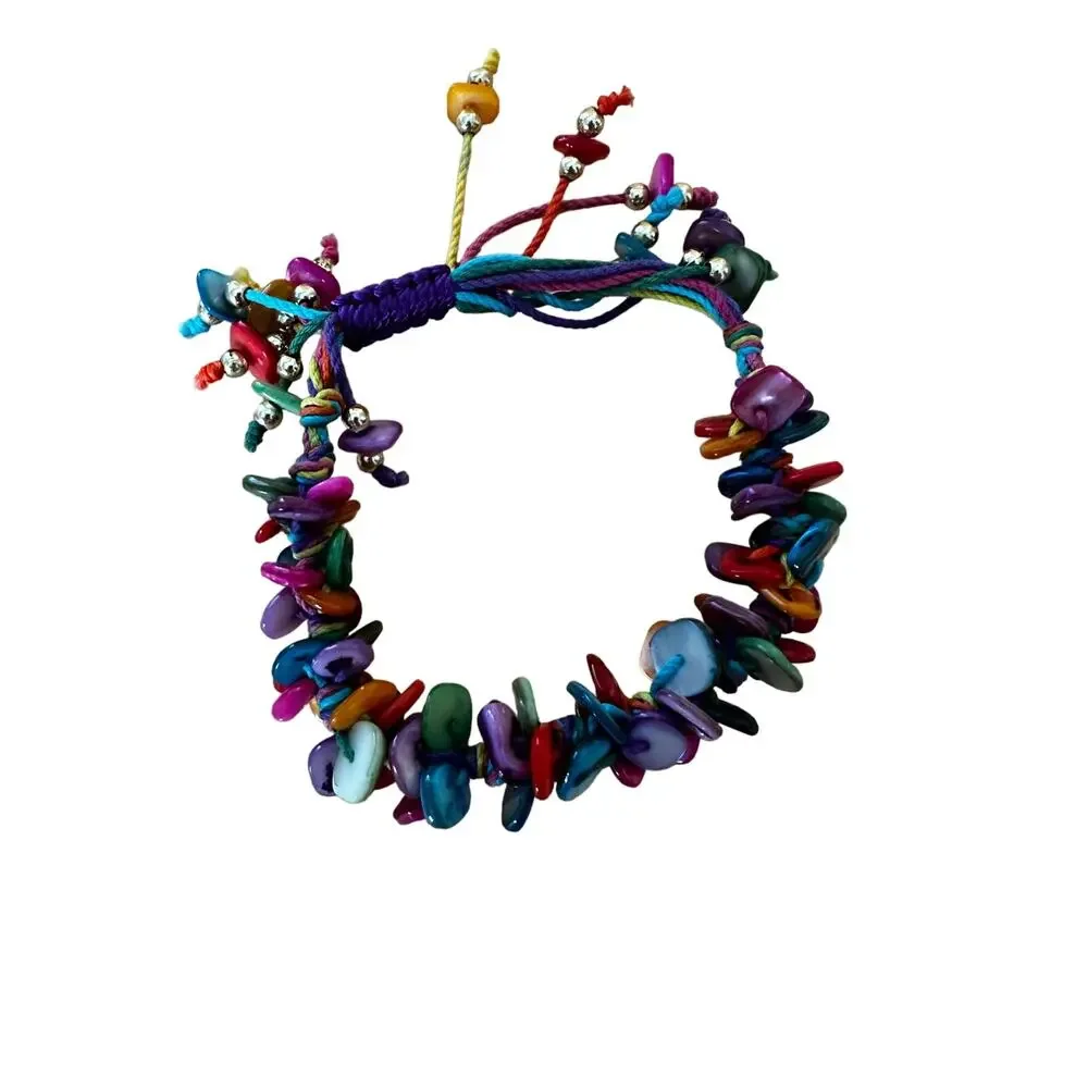 Colored Shell Adjustable Beachy Boho Bracelet